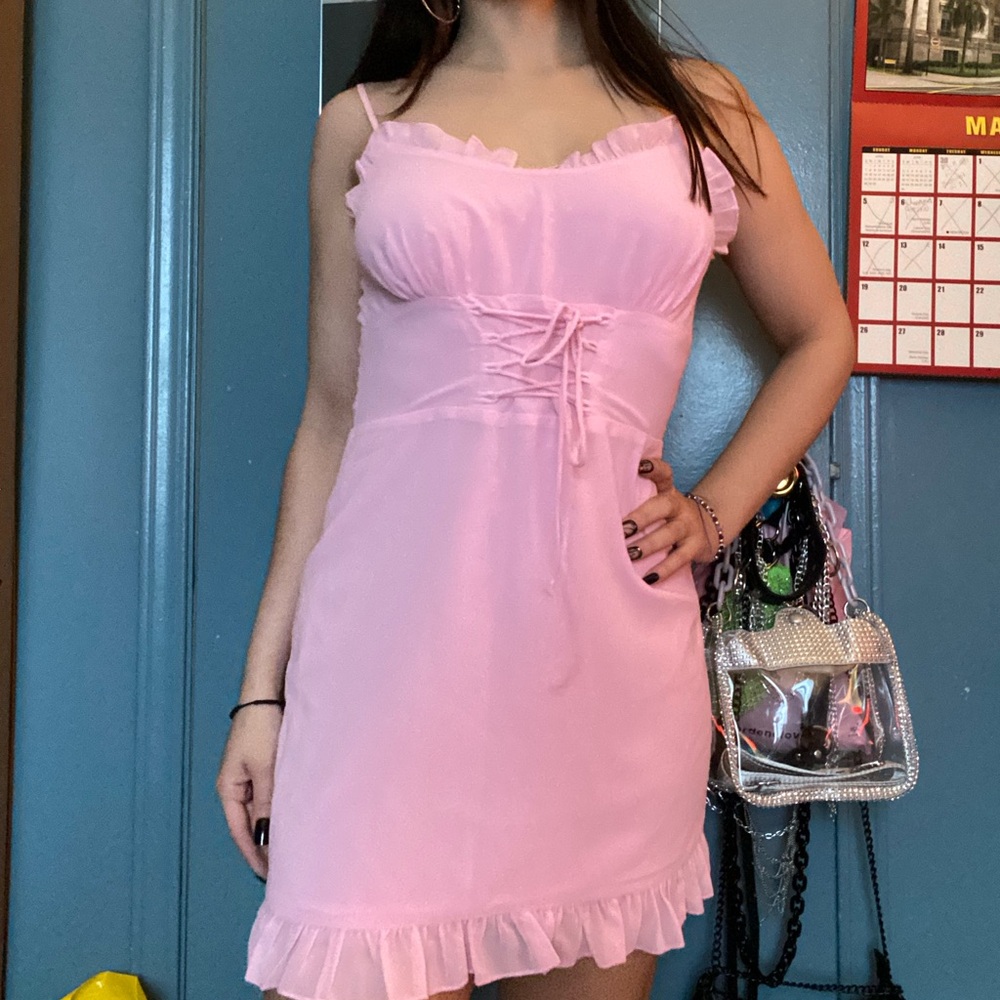 dollskill sugar thrillz pink chiffon dress